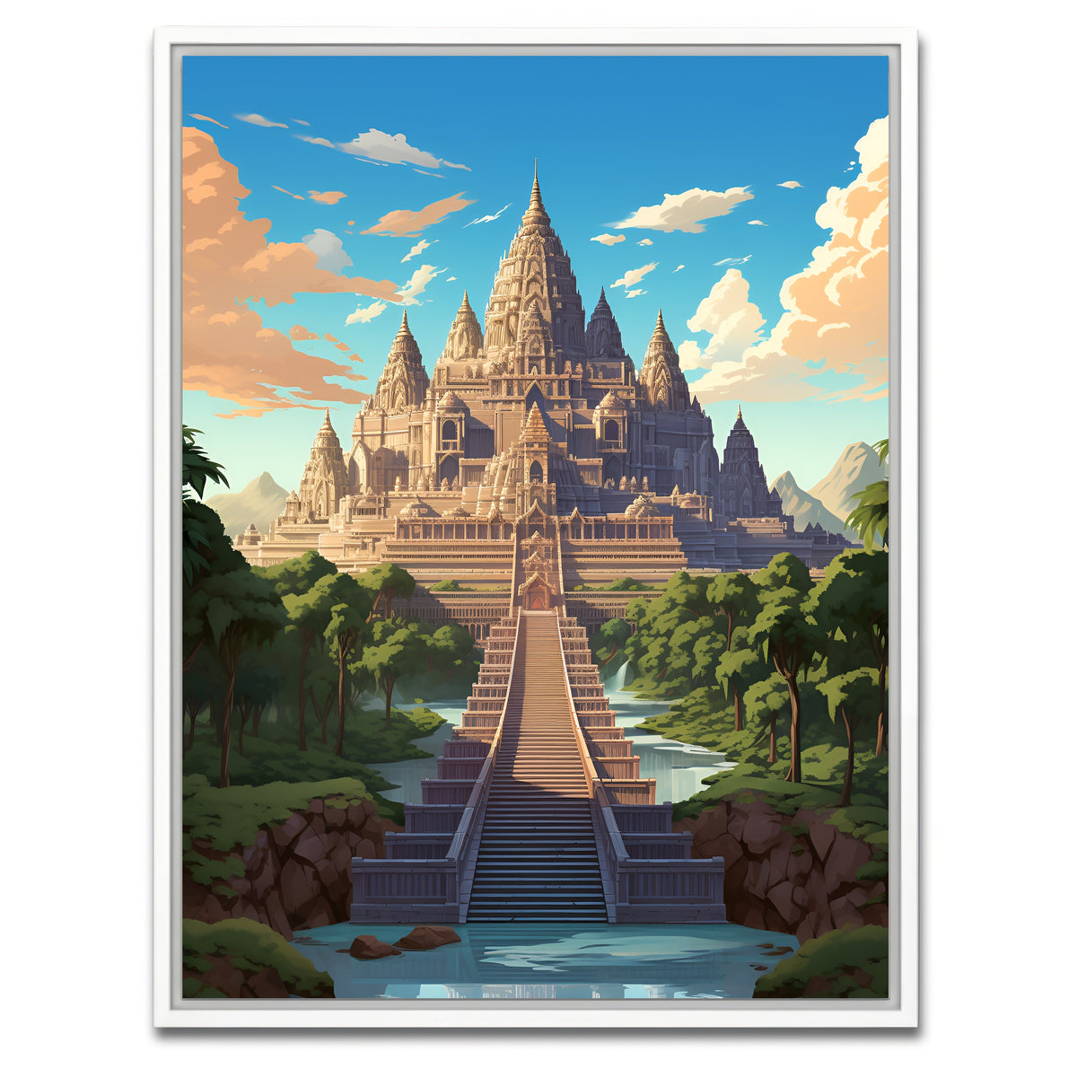 AUTO-MOCKUP WHITE | Cambodia - Angkor Wat | 1 Piece | White Framed Canvas | group=3x4