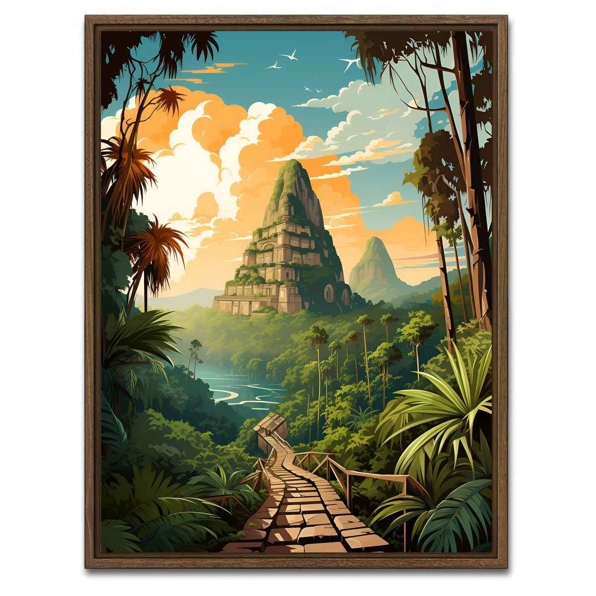 AUTO-MOCKUP WHITE | Cambodia - Bayon Temple | 1 Piece | Walnut Framed Canvas | group=3x4