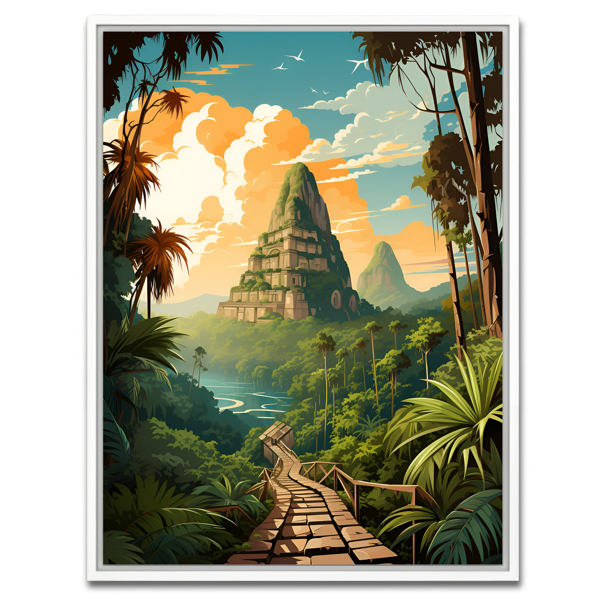 AUTO-MOCKUP WHITE | Cambodia - Bayon Temple | 1 Piece | White Framed Canvas | group=3x4