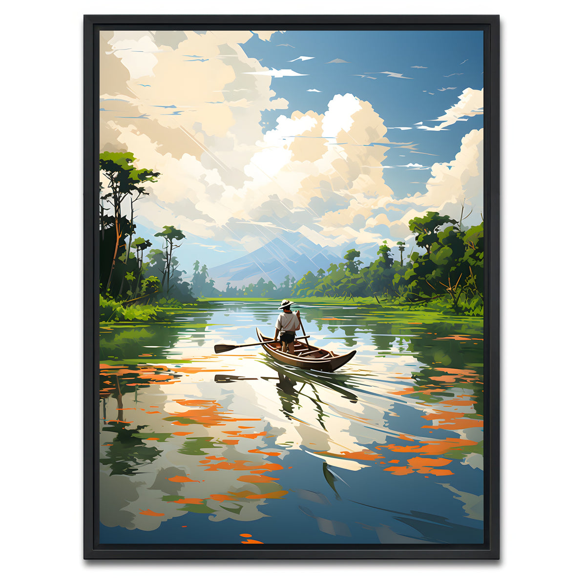 AUTO-MOCKUP WHITE | Cambodia - Siem Reap River | 1 Piece | Black Framed Canvas | group=3x4