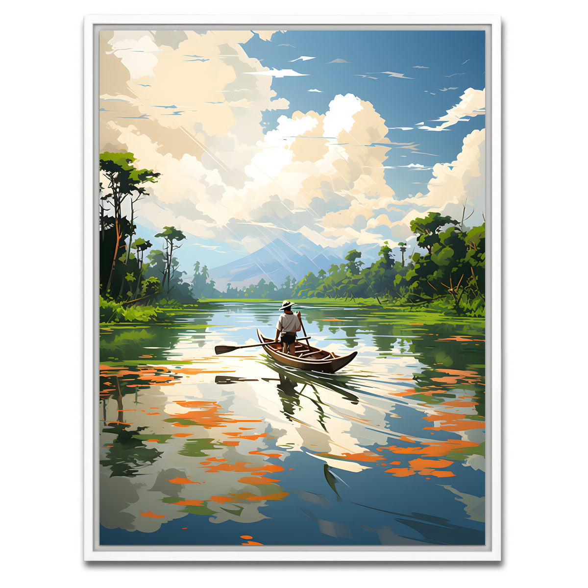 AUTO-MOCKUP WHITE | Cambodia - Siem Reap River | 1 Piece | White Framed Canvas | group=3x4
