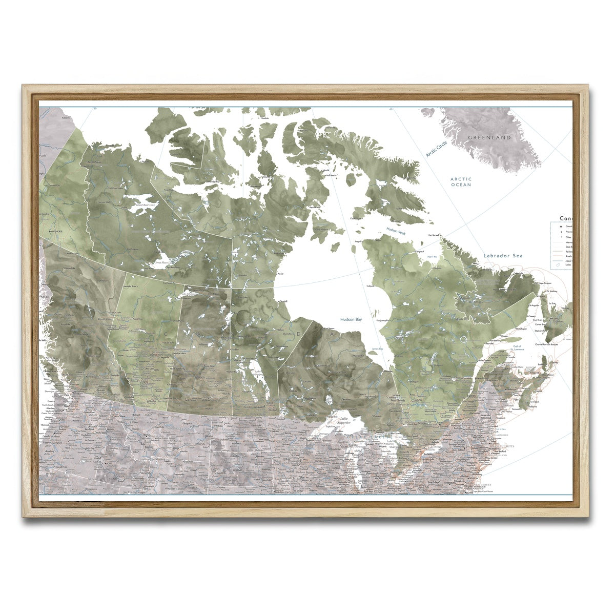 AUTO-MOCKUP WHITE | Canada Map 2 | 1 Piece | Natural Framed Canvas | group=4x3