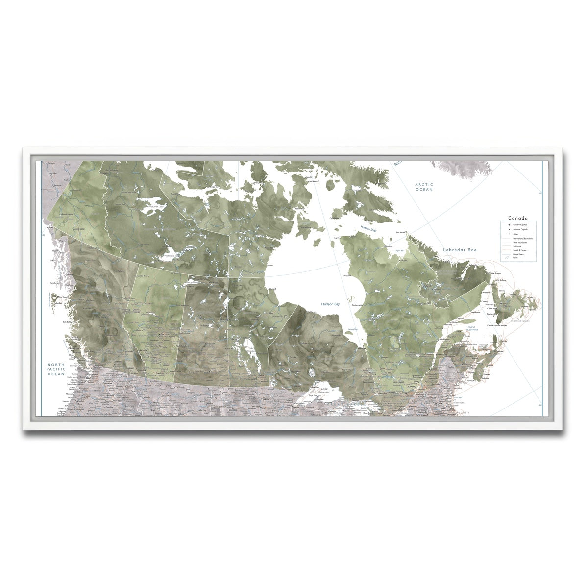 AUTO-MOCKUP WHITE | Canada Map 2 | 1 Piece | White Framed Canvas | group=2x1