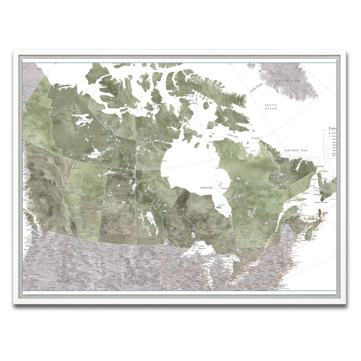 AUTO-MOCKUP WHITE | Canada Map 2 | 1 Piece | White Framed Canvas | group=4x3