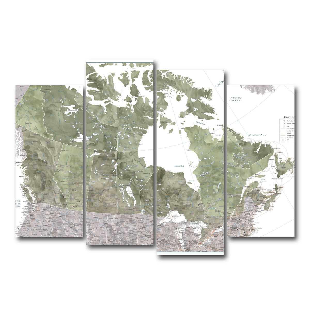 AUTO-MOCKUP WHITE | Canada Map 2 | 4 Piece | Gallery Wrap Canvas | group=4_normal
