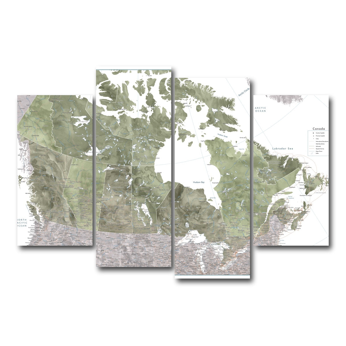 AUTO-MOCKUP WHITE | Canada Map 2 | 4 Piece | Gallery Wrap Canvas | group=4_short