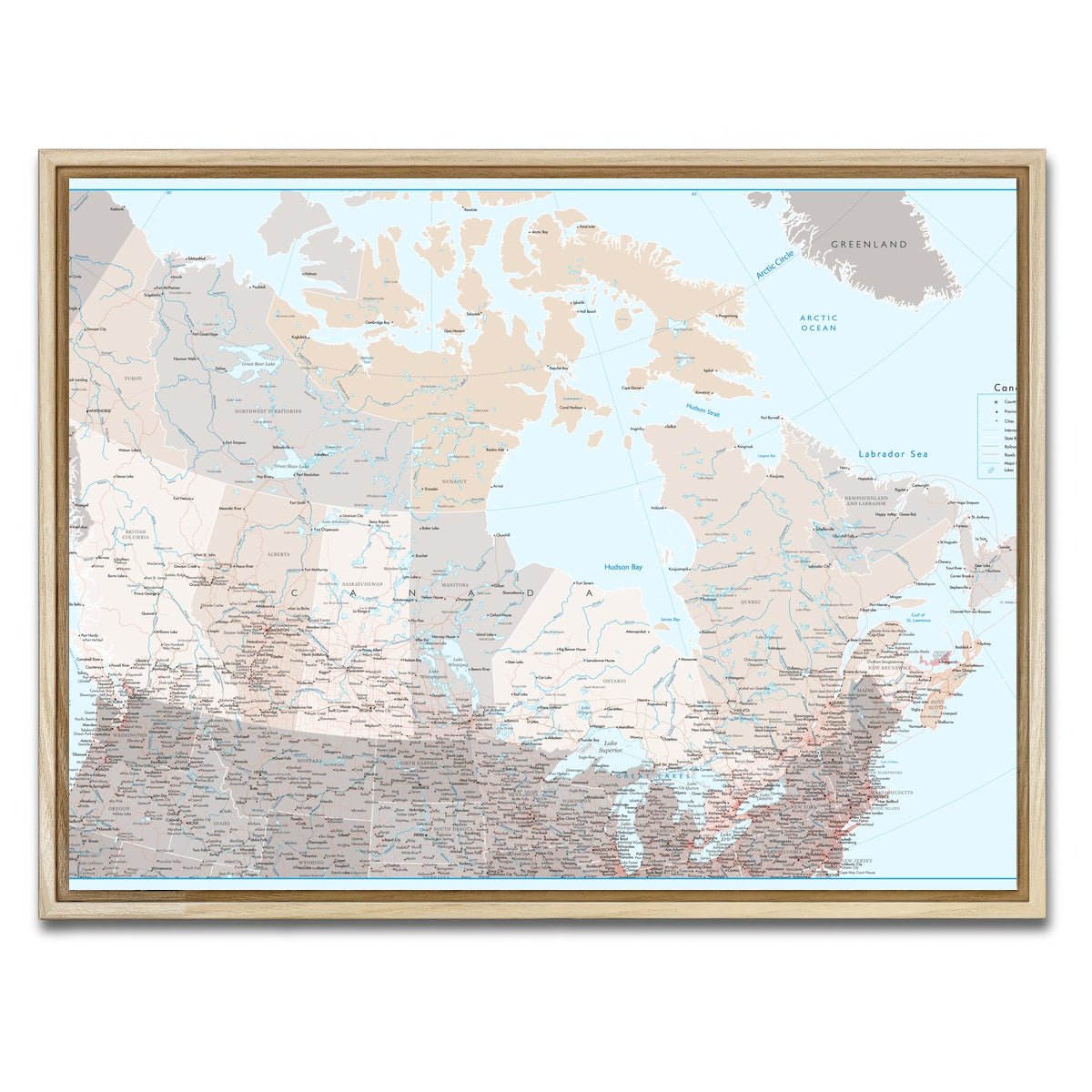 AUTO-MOCKUP WHITE | Canada Map | 1 Piece | Natural Framed Canvas | group=4x3