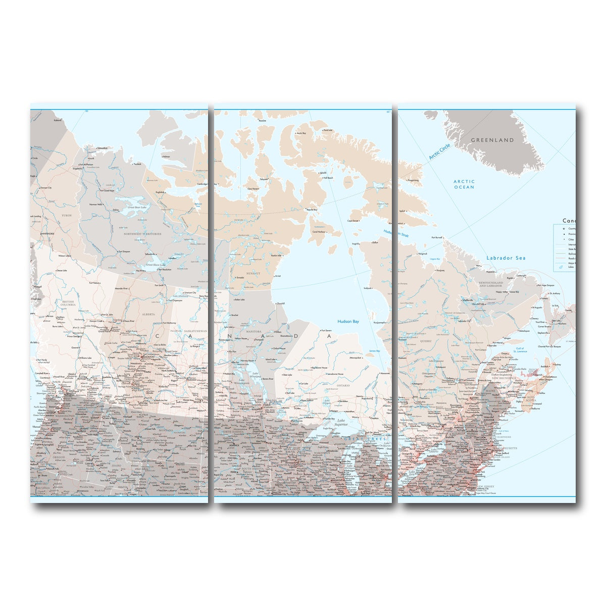 AUTO-MOCKUP WHITE | Canada Map | 3 Piece | Gallery Wrap Canvas | group=8x18