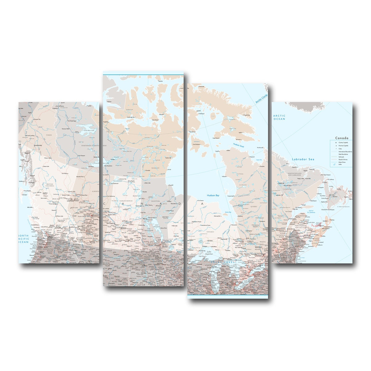 AUTO-MOCKUP WHITE | Canada Map | 4 Piece | Gallery Wrap Canvas | group=4_short