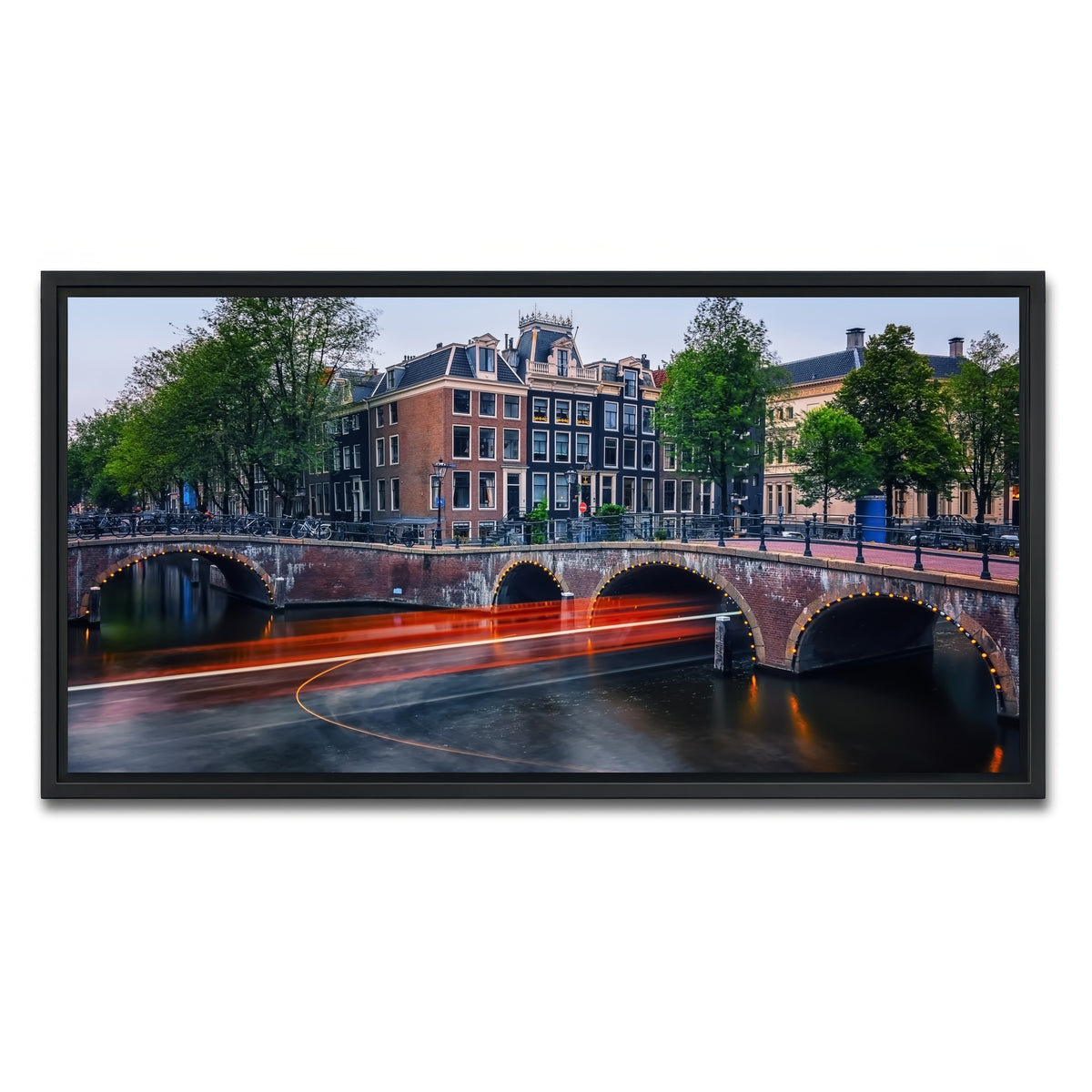 AUTO-MOCKUP WHITE | Canal In Amsterdam | 1 Piece | Black Framed Canvas | group=2x1
