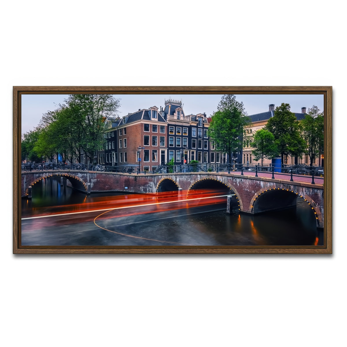 AUTO-MOCKUP WHITE | Canal In Amsterdam | 1 Piece | Walnut Framed Canvas | group=2x1