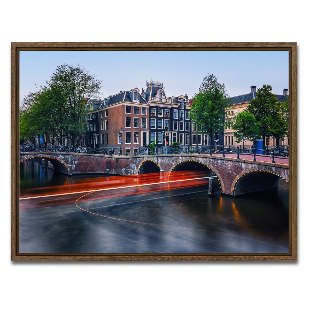 AUTO-MOCKUP WHITE | Canal In Amsterdam | 1 Piece | Walnut Framed Canvas | group=4x3