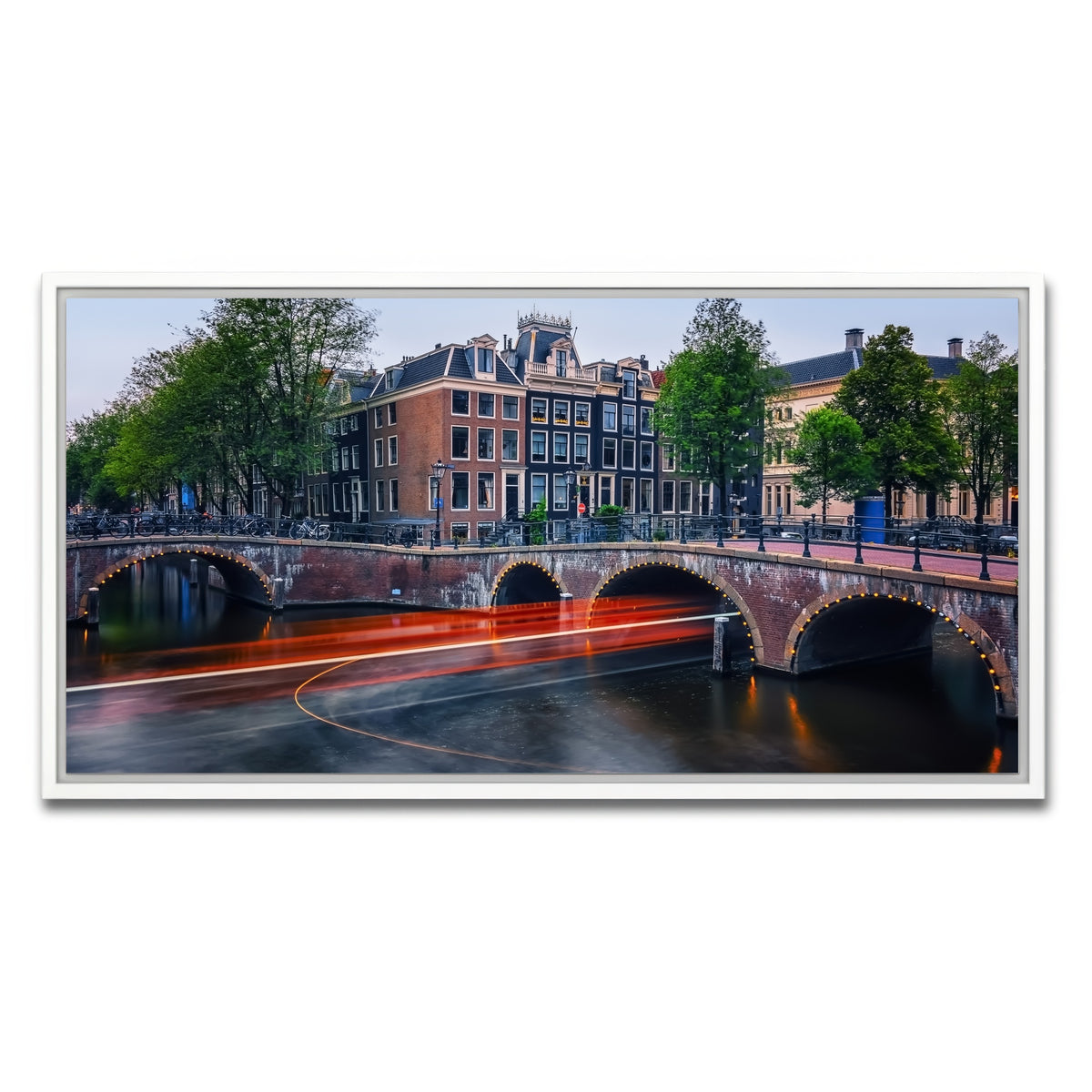 AUTO-MOCKUP WHITE | Canal In Amsterdam | 1 Piece | White Framed Canvas | group=2x1