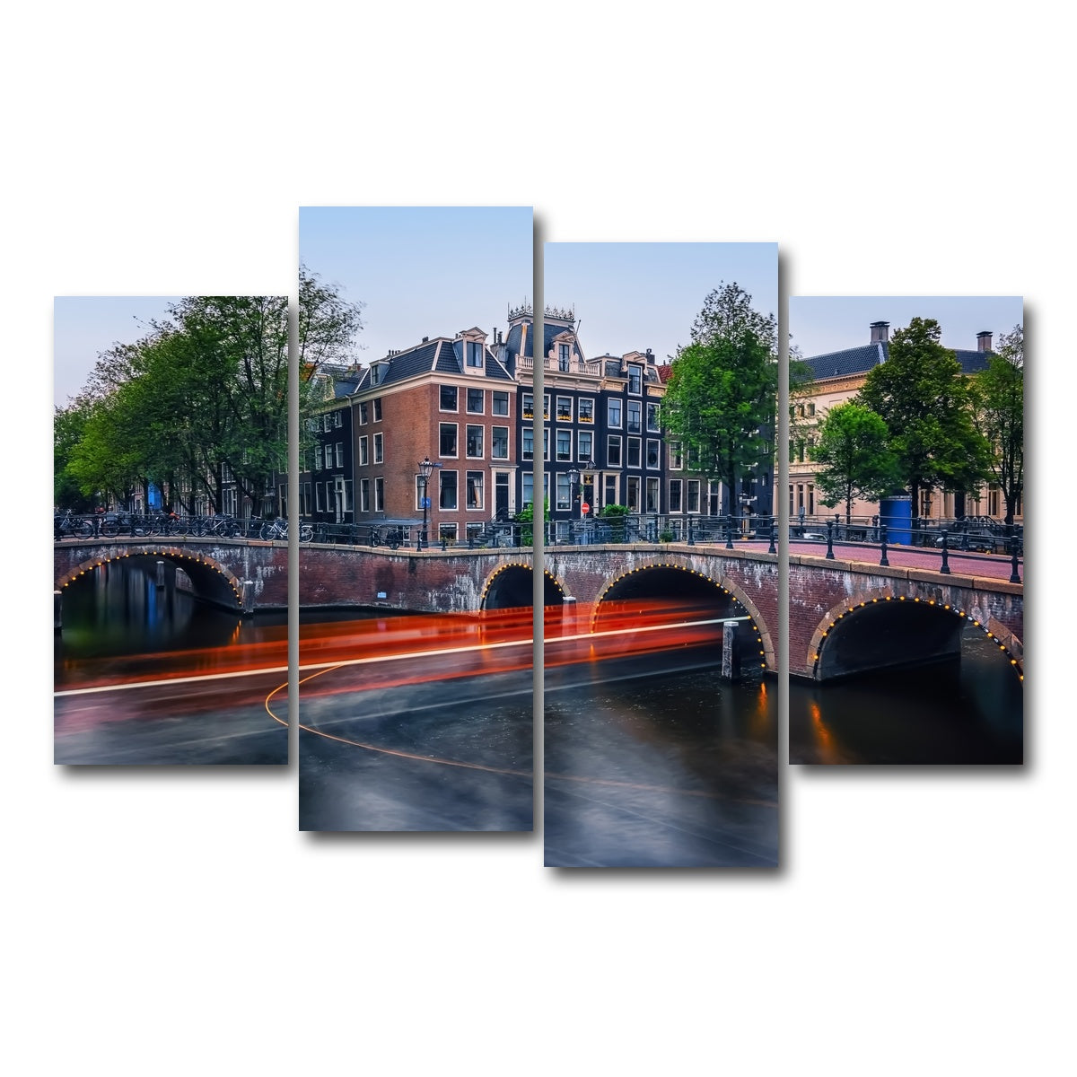 AUTO-MOCKUP WHITE | Canal In Amsterdam | 4 Piece | Gallery Wrap Canvas | group=4_short