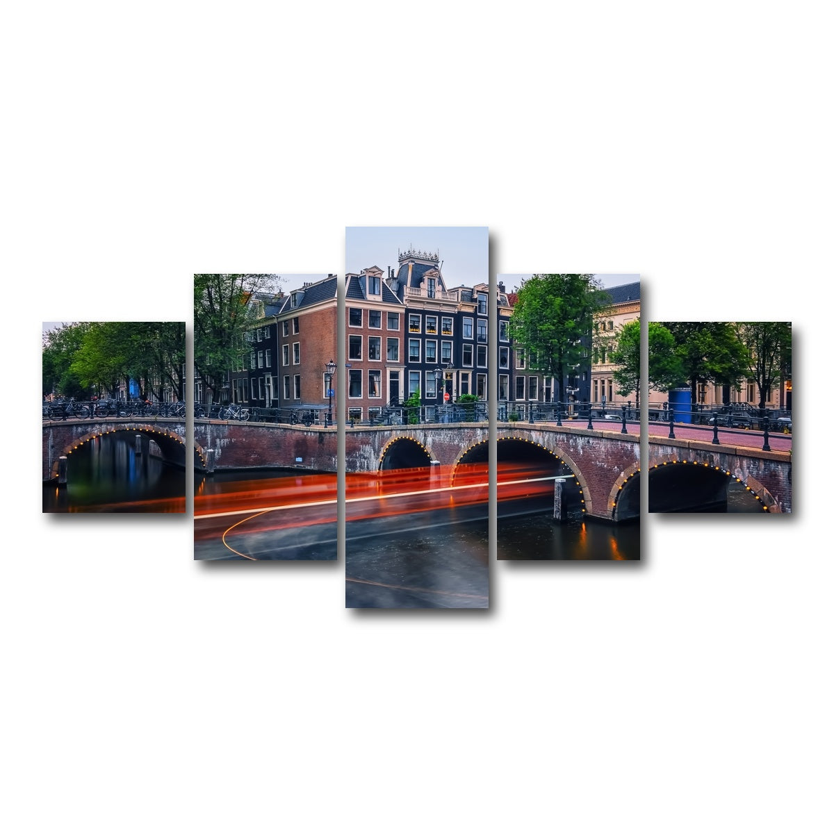 AUTO-MOCKUP WHITE | Canal In Amsterdam | 5 Piece | Gallery Wrap Canvas | group=5_short