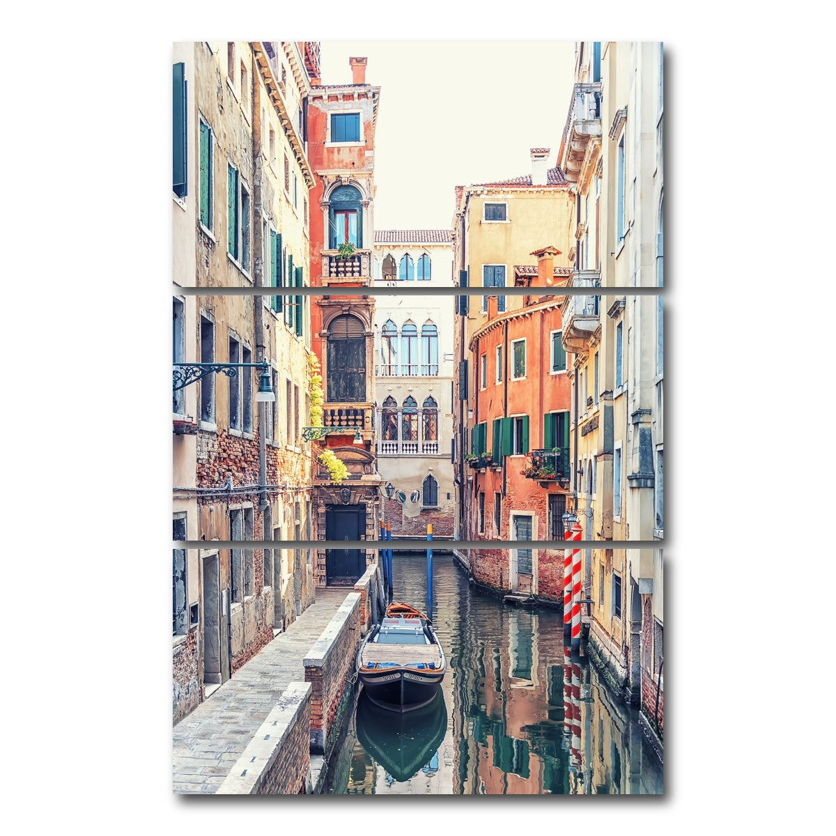 AUTO-MOCKUP WHITE | Canal In Venice | 3 Piece | Gallery Wrap Canvas | group=12x24_stacked