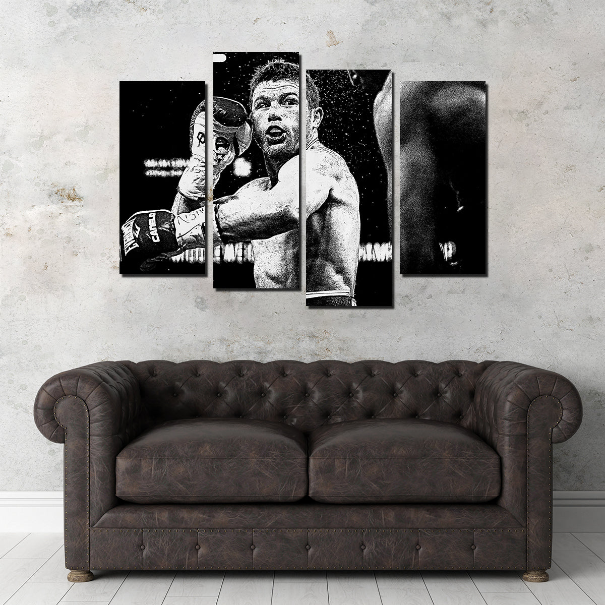 Canelo Alvarez Grayscale Wall Art