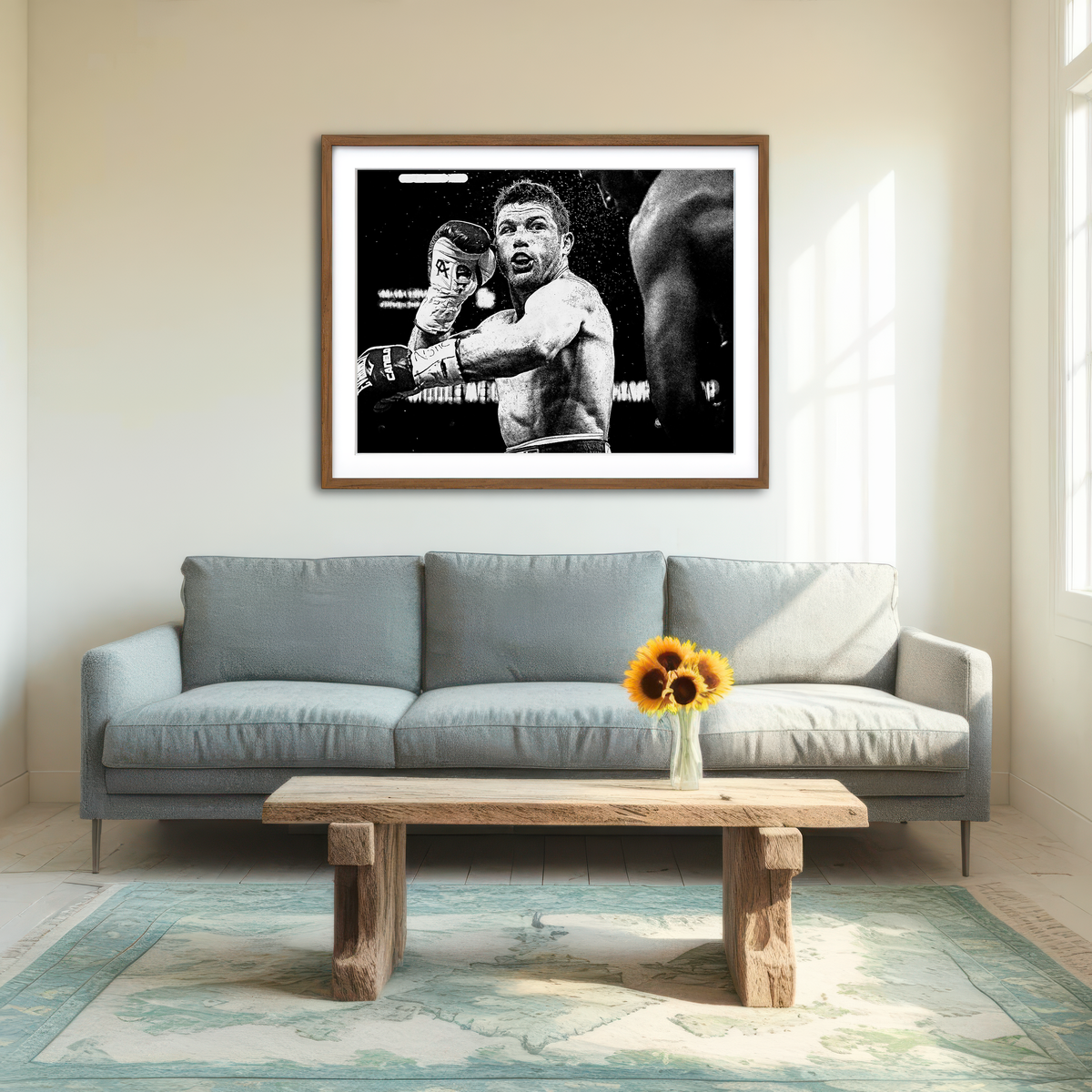 AUTO-MOCKUP ROOM | Canelo Alvarez Grayscale Wall Art