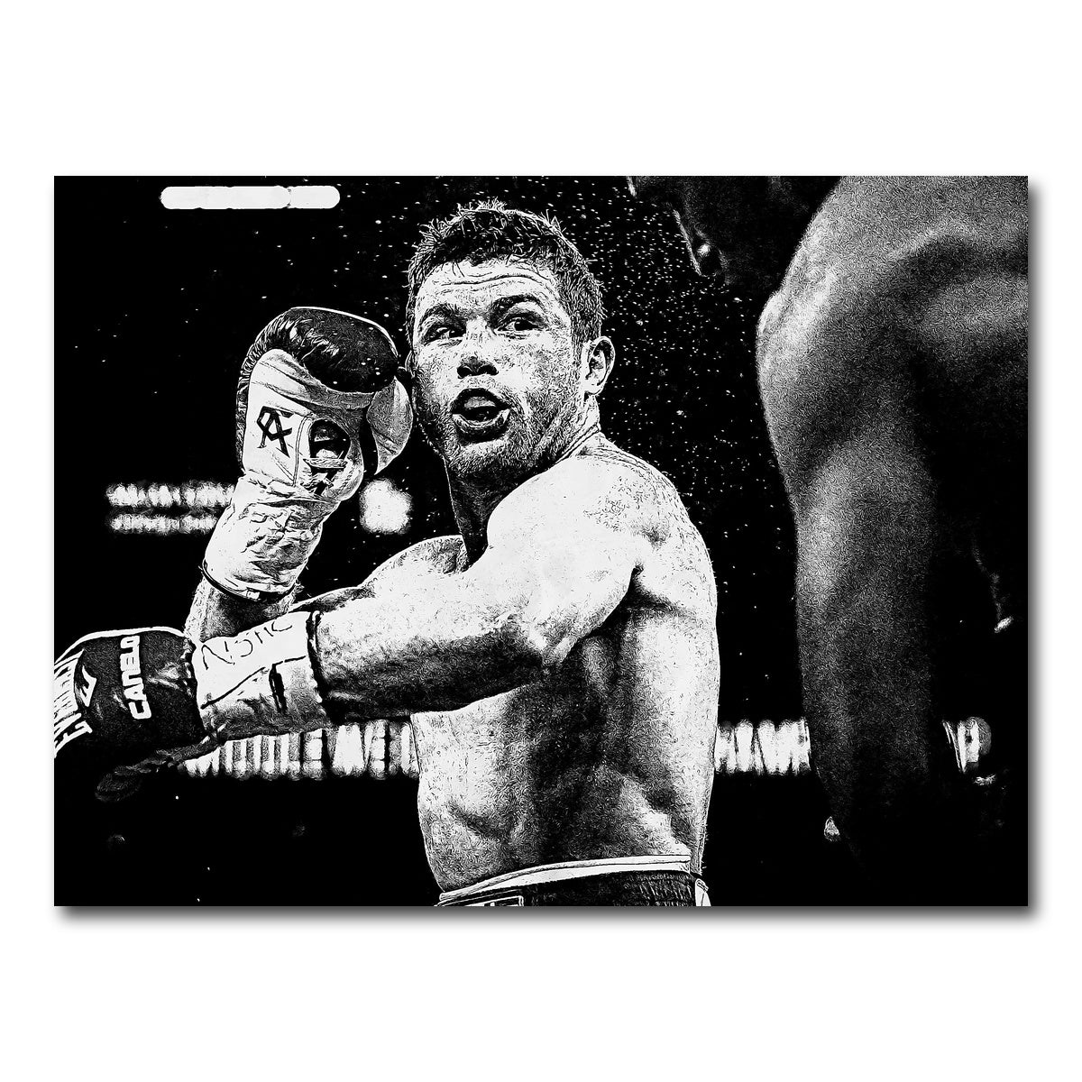 AUTO-MOCKUP WHITE | Canelo Alvarez Grayscale | 1 Piece | Gallery Wrap Canvas | group=4x3