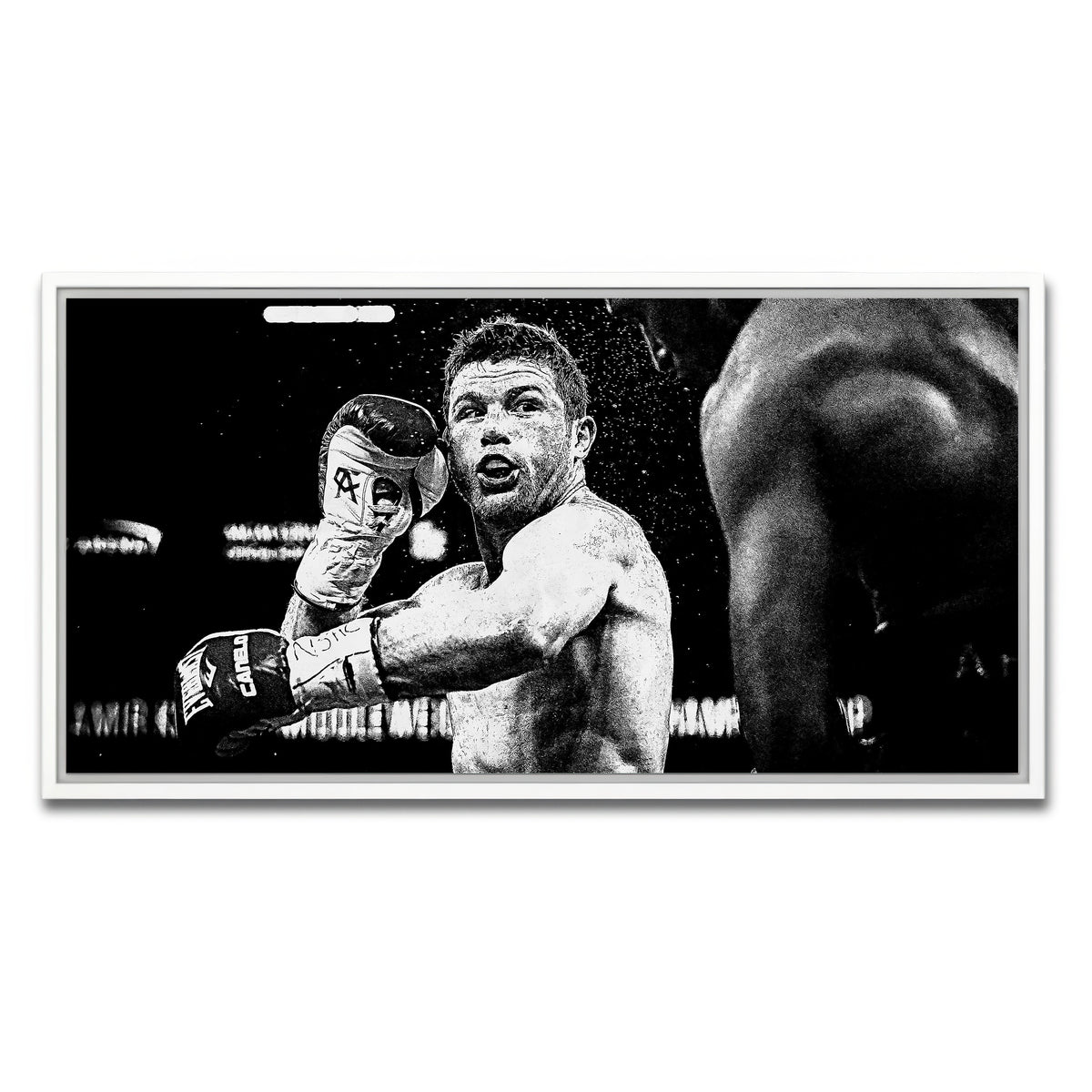 AUTO-MOCKUP WHITE | Canelo Alvarez Grayscale | 1 Piece | White Framed Canvas | group=2x1
