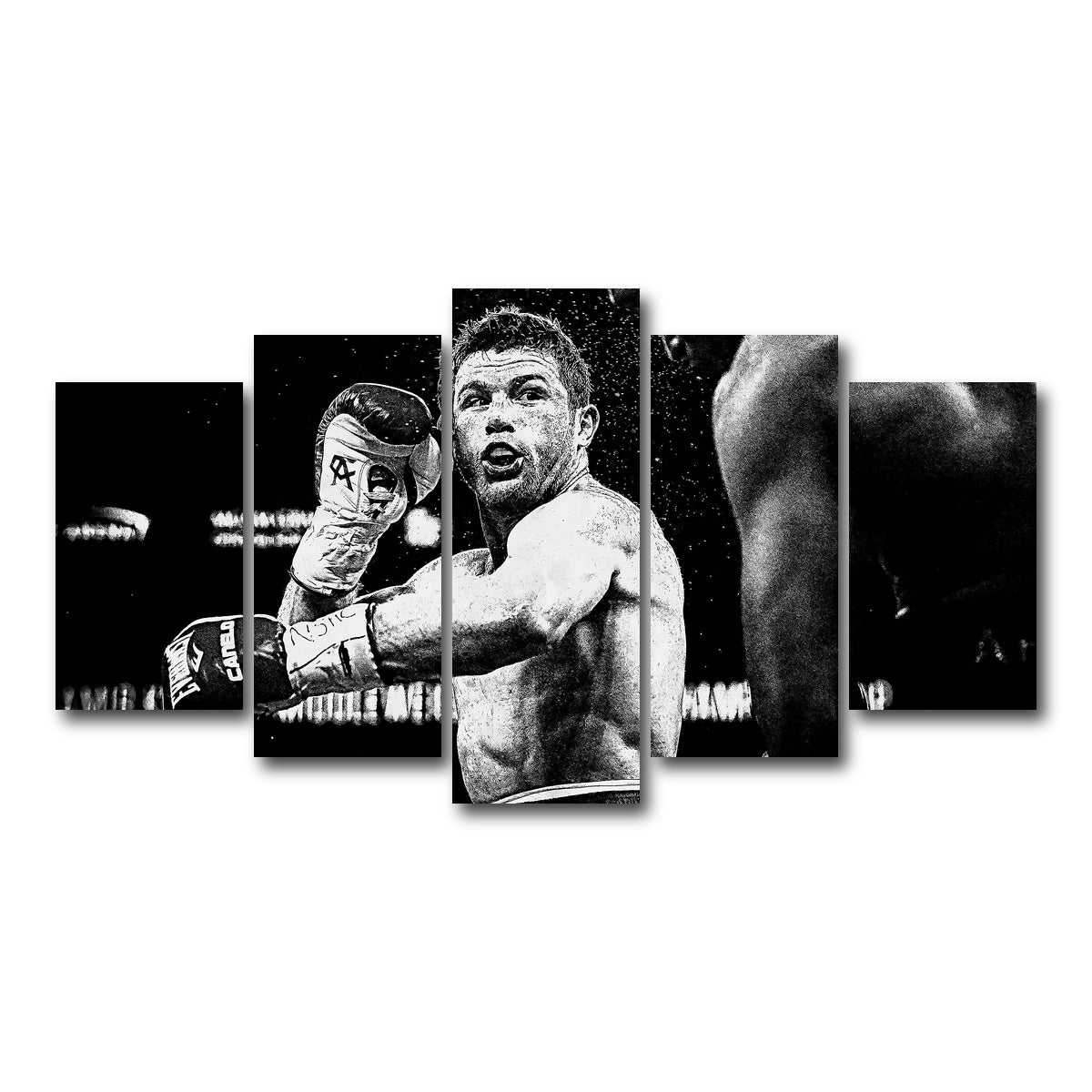 AUTO-MOCKUP WHITE | Canelo Alvarez Grayscale | 5 Piece | Gallery Wrap Canvas | group=5_normal