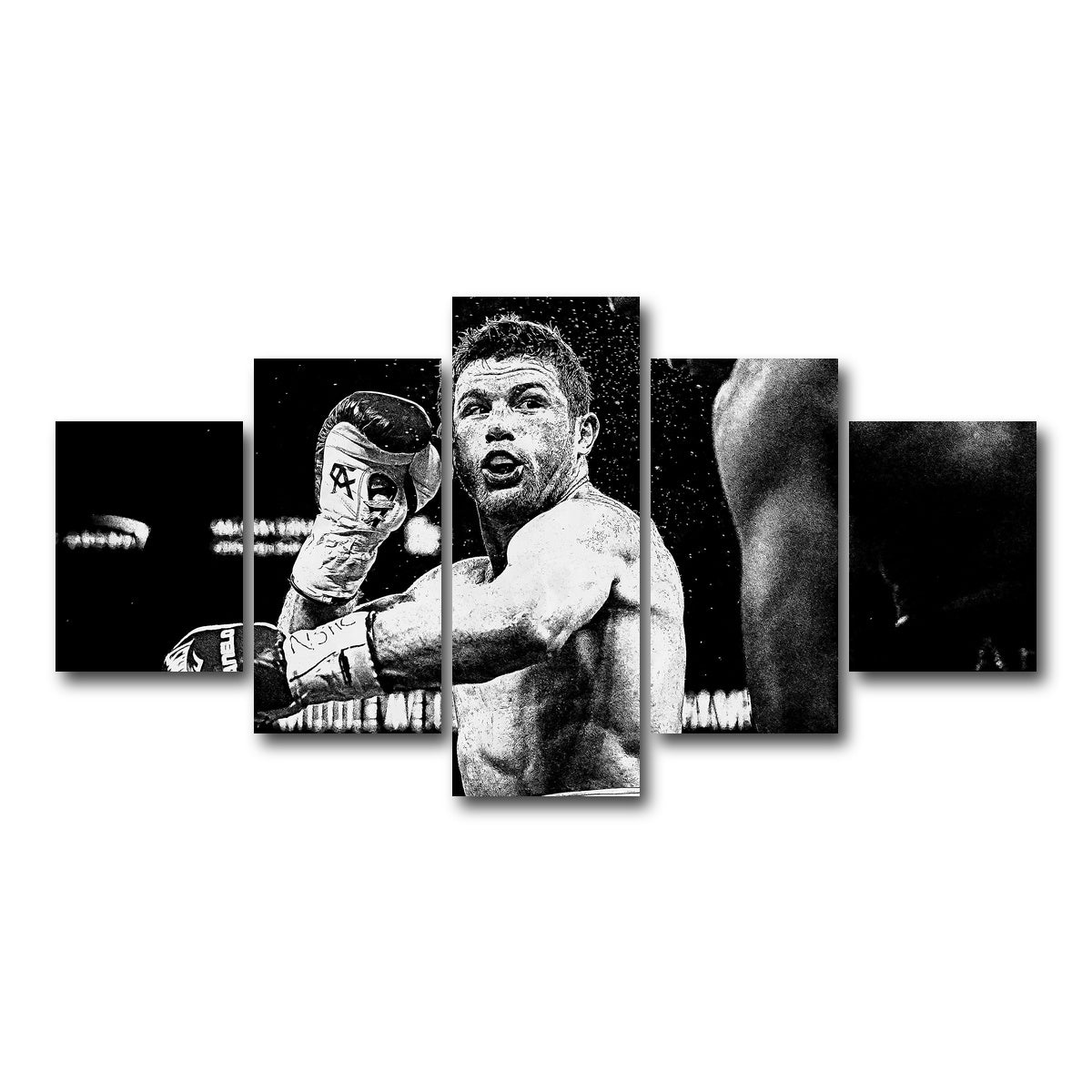 AUTO-MOCKUP WHITE | Canelo Alvarez Grayscale | 5 Piece | Gallery Wrap Canvas | group=5_short