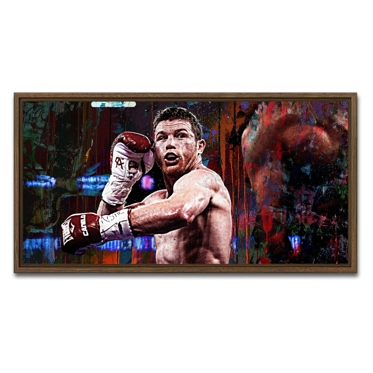 AUTO-MOCKUP WHITE | Canelo Alvarez | 1 Piece | Walnut Framed Canvas | group=2x1