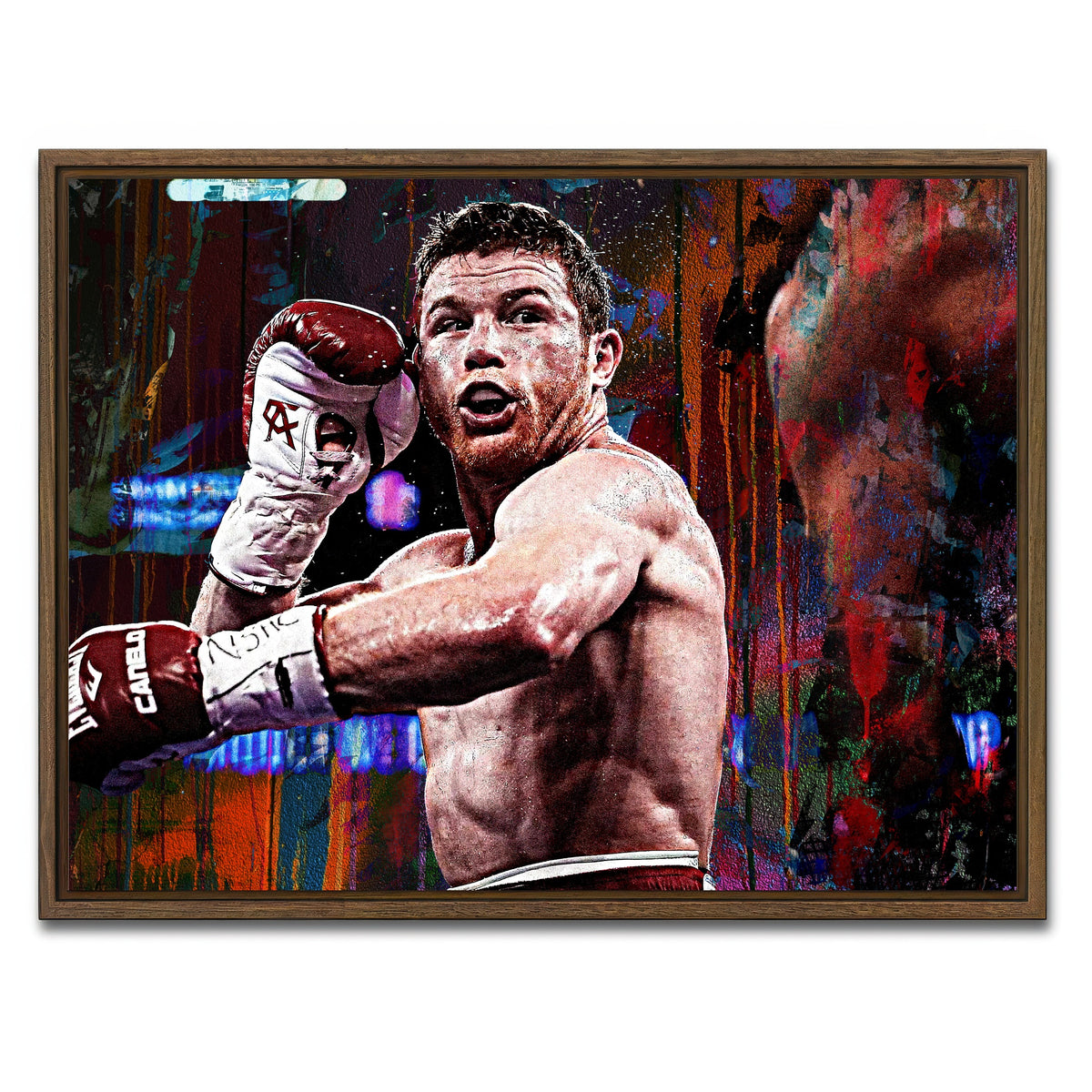 AUTO-MOCKUP WHITE | Canelo Alvarez | 1 Piece | Walnut Framed Canvas | group=4x3