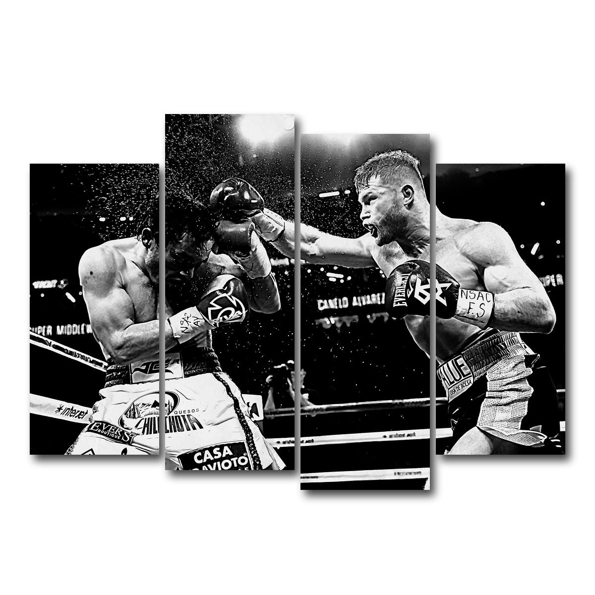 AUTO-MOCKUP WHITE | Canelo vs Chavez Jr Grayscale | 4 Piece | Gallery Wrap Canvas | group=4_normal