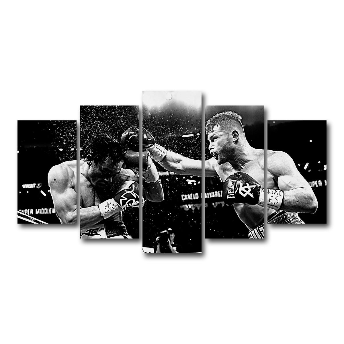 AUTO-MOCKUP WHITE | Canelo vs Chavez Jr Grayscale | 5 Piece | Gallery Wrap Canvas | group=5_normal