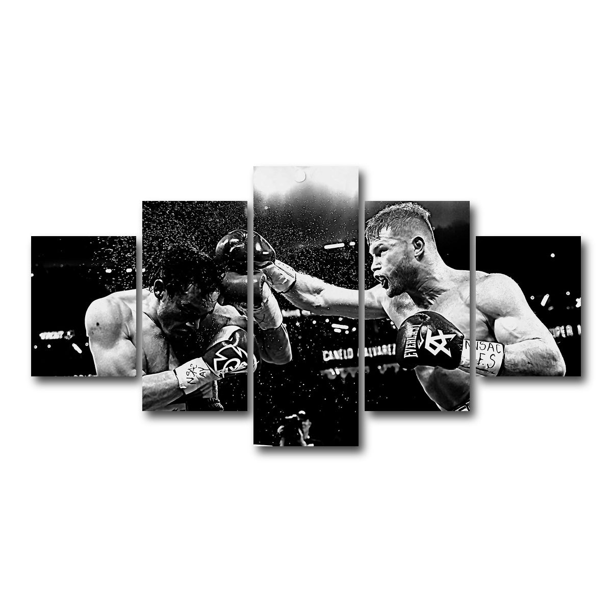 AUTO-MOCKUP WHITE | Canelo vs Chavez Jr Grayscale | 5 Piece | Gallery Wrap Canvas | group=5_short