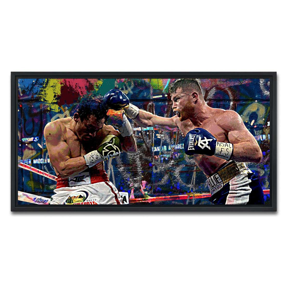 AUTO-MOCKUP WHITE | Canelo vs Chavez Jr | 1 Piece | Black Framed Canvas | group=2x1
