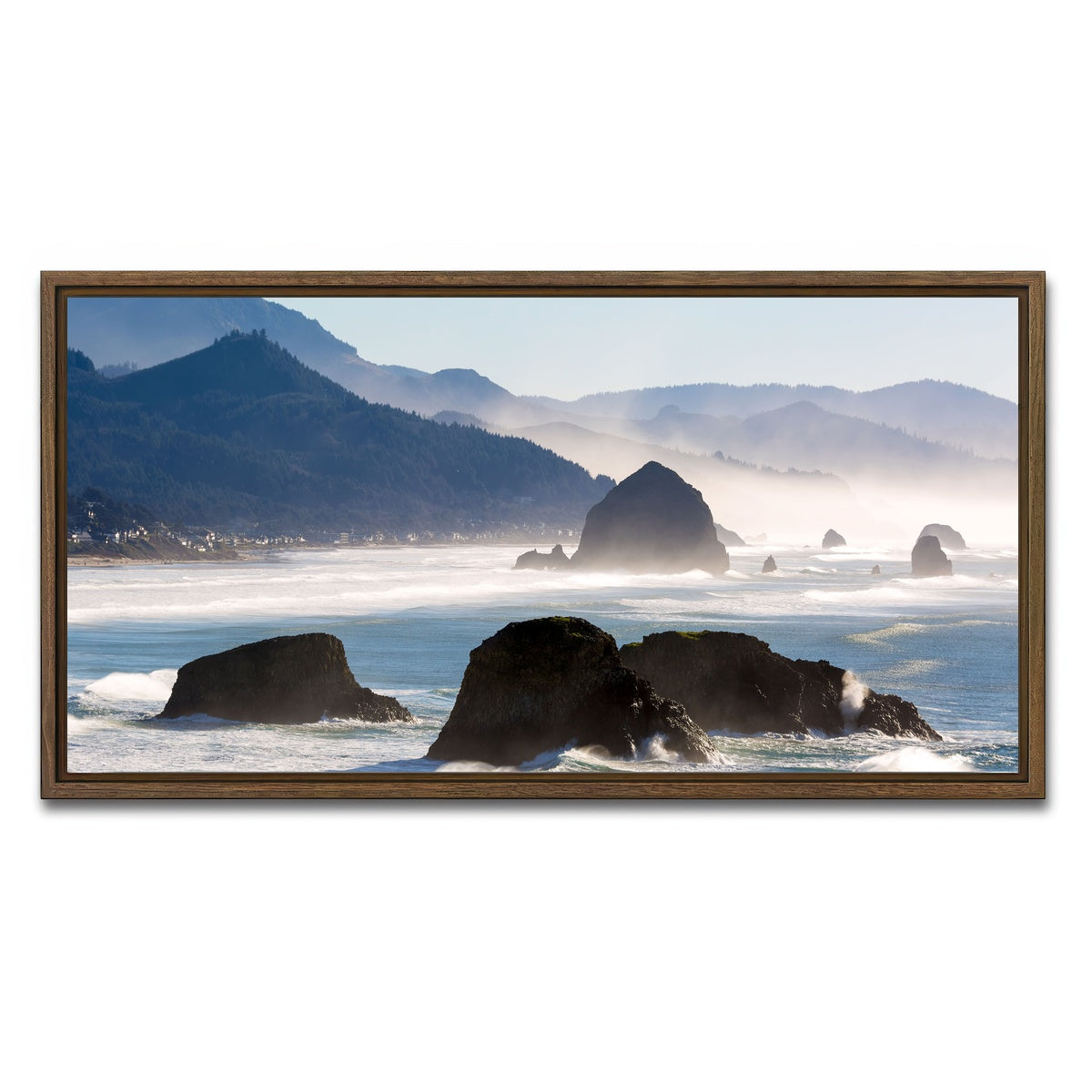 AUTO-MOCKUP WHITE | Cannon Beach | 1 Piece | Walnut Framed Canvas | group=2x1