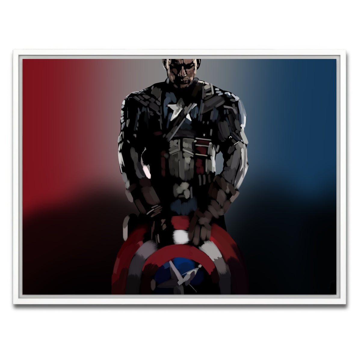AUTO-MOCKUP WHITE | Cap and His Shield | 1 Piece | White Framed Canvas | group=4x3