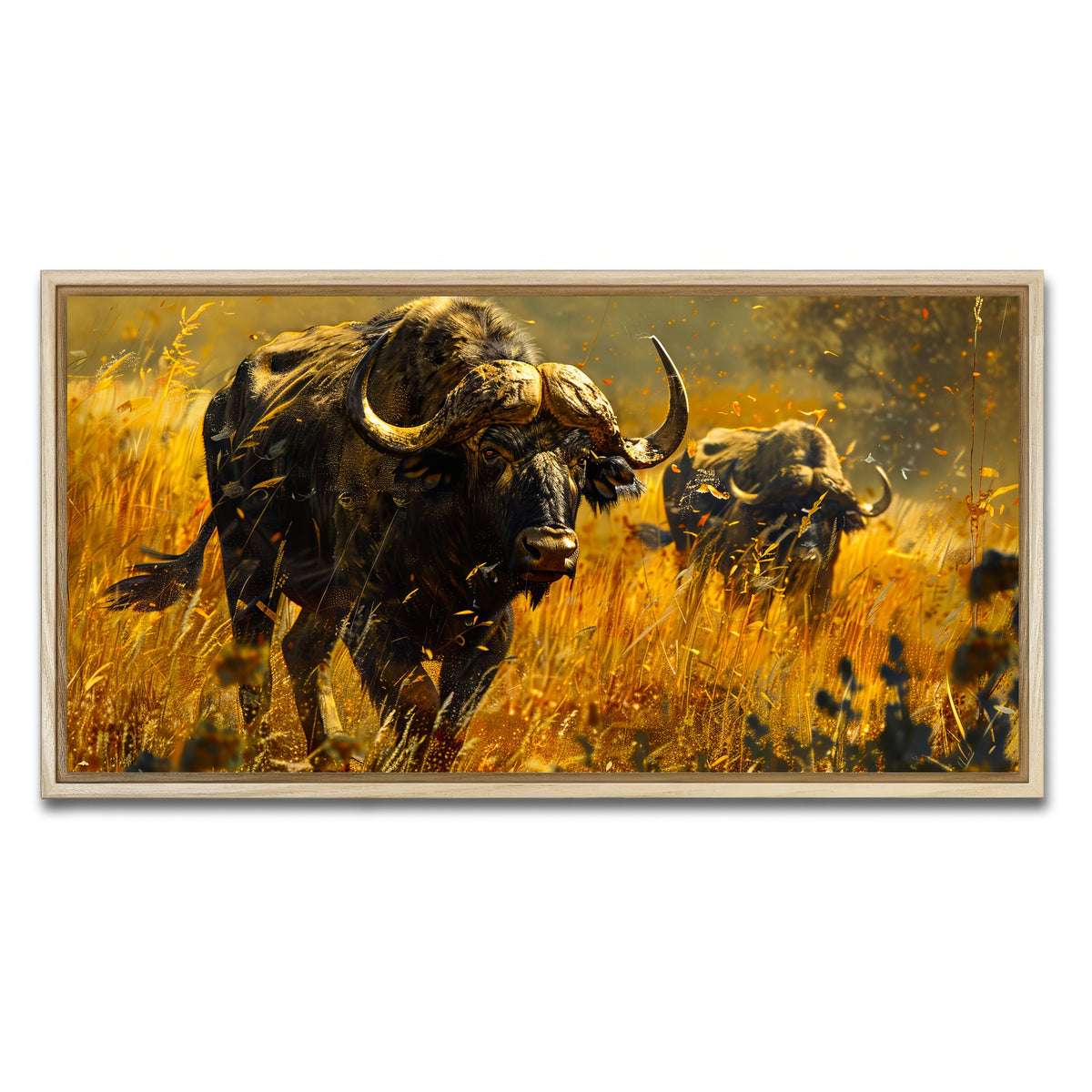 AUTO-MOCKUP WHITE | Cape Buffaloes | 1 Piece | Natural Framed Canvas | group=2x1