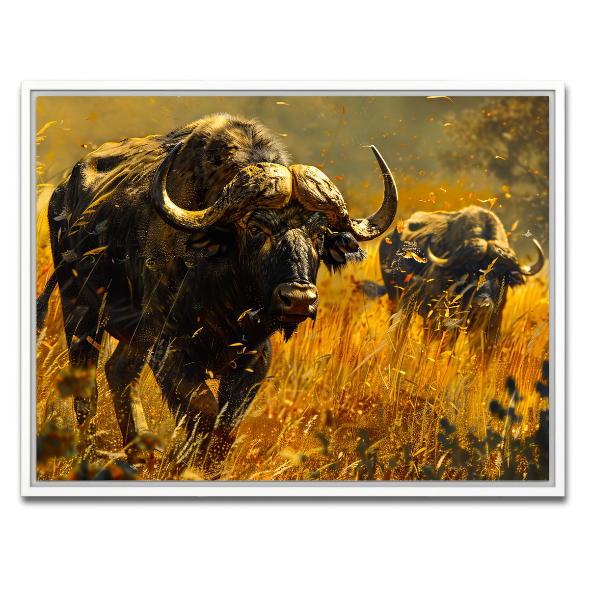 AUTO-MOCKUP WHITE | Cape Buffaloes | 1 Piece | White Framed Canvas | group=4x3