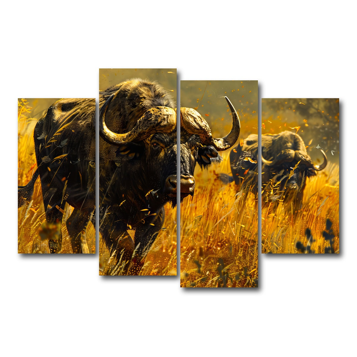 AUTO-MOCKUP WHITE | Cape Buffaloes | 4 Piece | Gallery Wrap Canvas | group=4_short