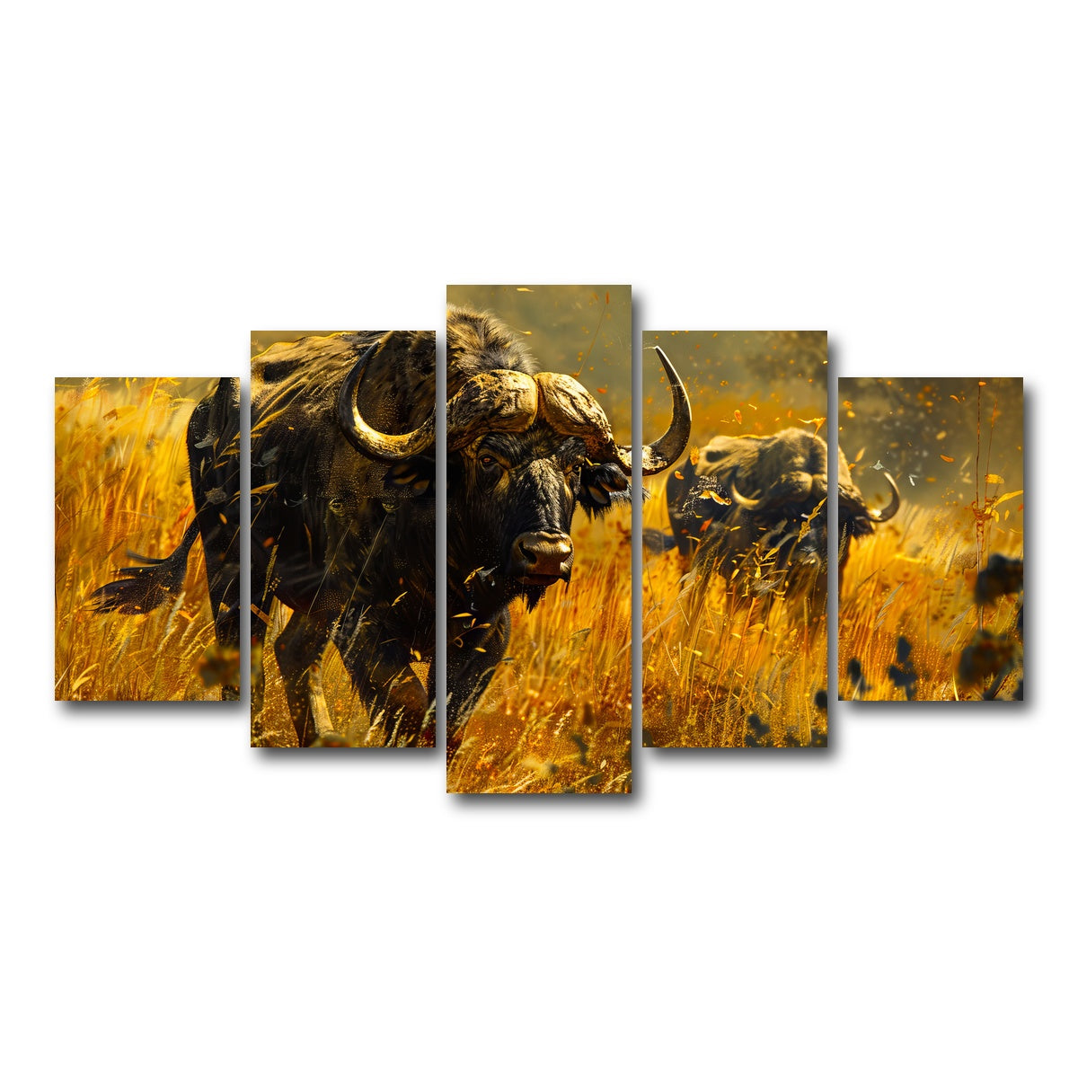 AUTO-MOCKUP WHITE | Cape Buffaloes | 5 Piece | Gallery Wrap Canvas | group=5_normal
