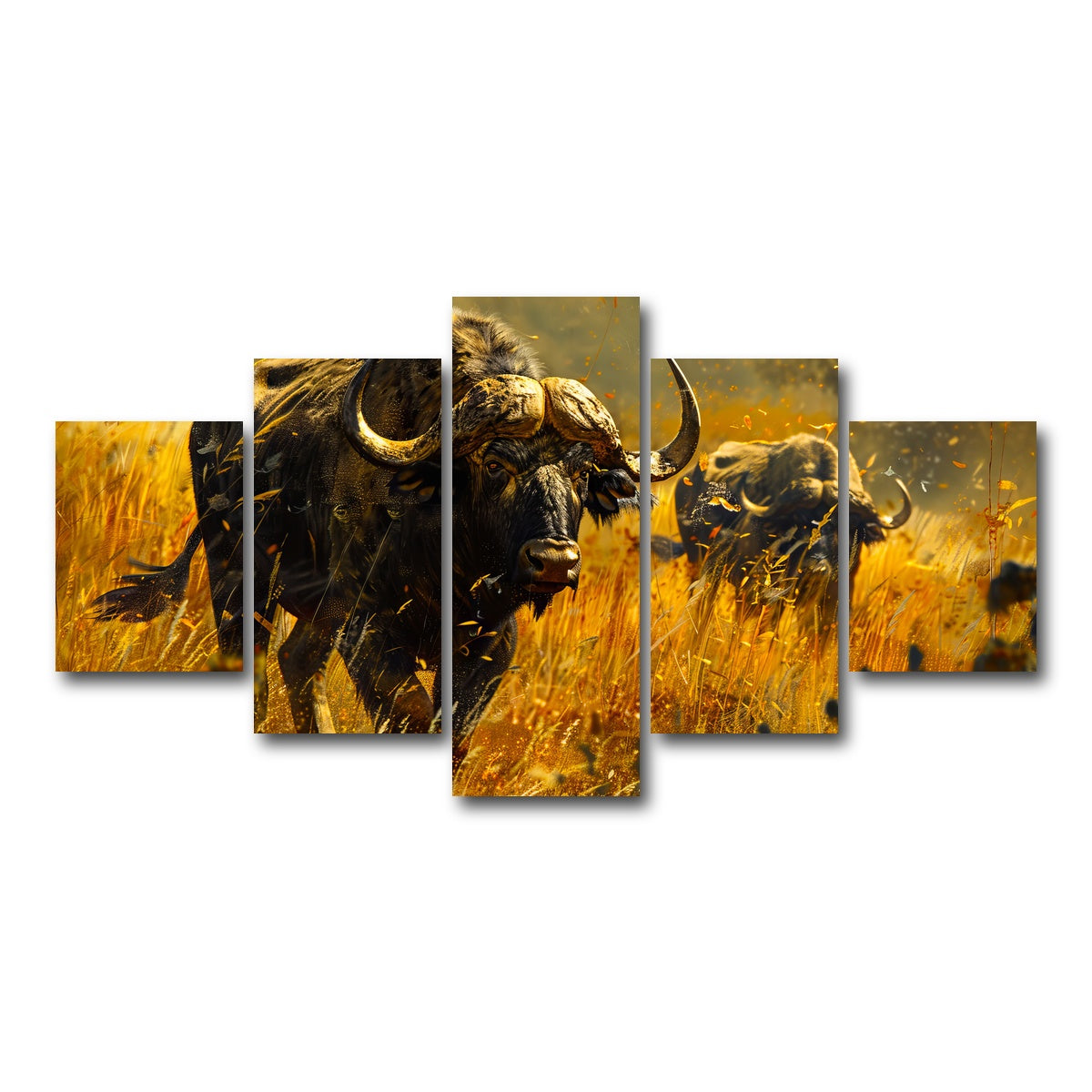 AUTO-MOCKUP WHITE | Cape Buffaloes | 5 Piece | Gallery Wrap Canvas | group=5_short