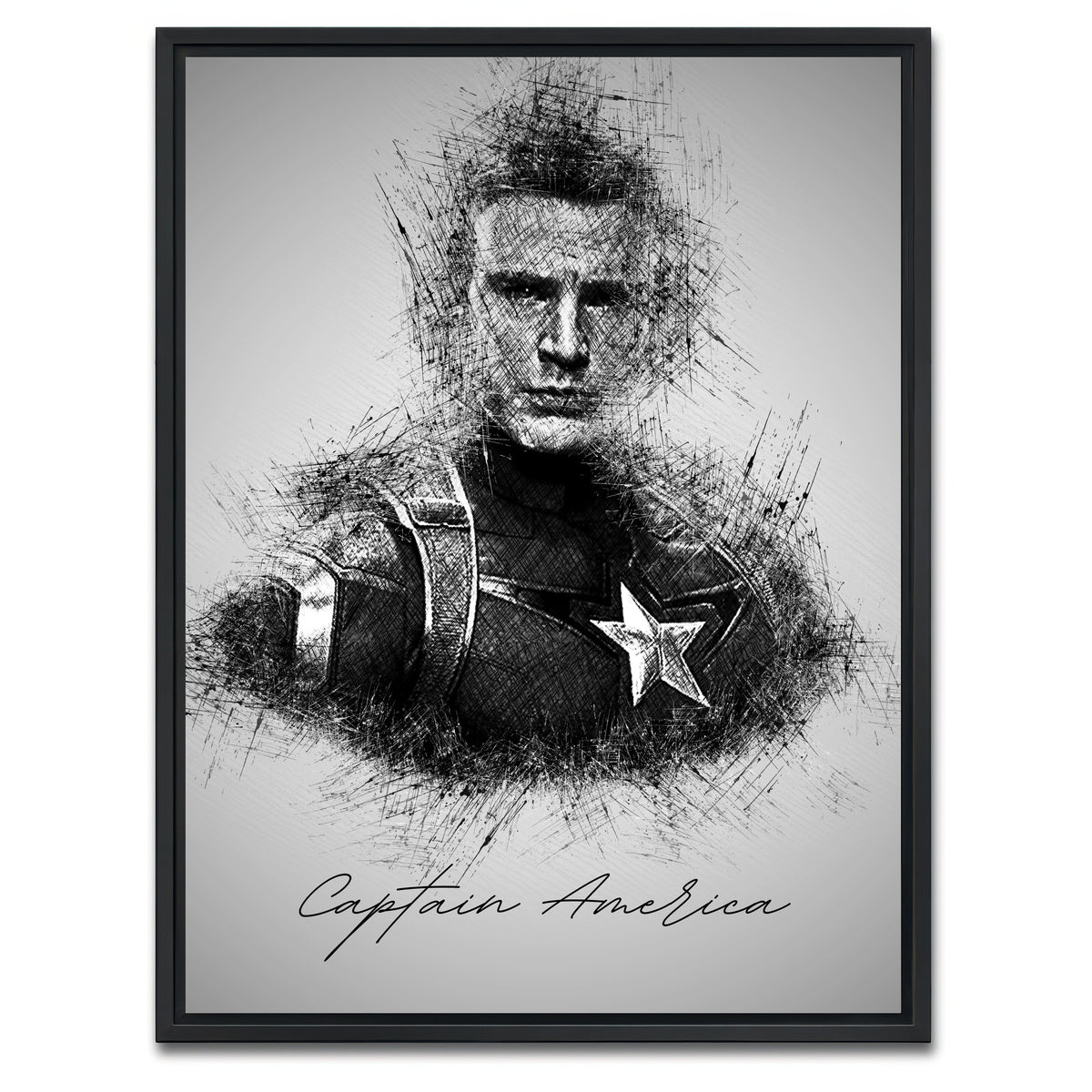 AUTO-MOCKUP WHITE | Captain America Evans | 1 Piece | Black Framed Canvas | group=3x4