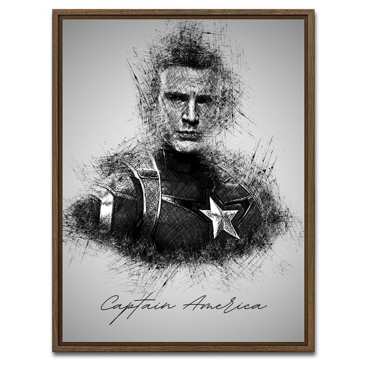 AUTO-MOCKUP WHITE | Captain America Evans | 1 Piece | Walnut Framed Canvas | group=3x4
