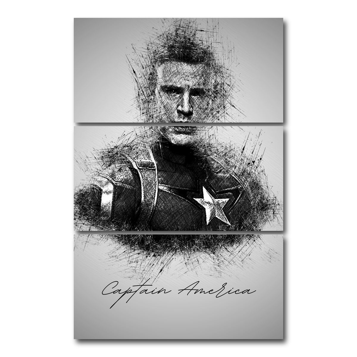 AUTO-MOCKUP WHITE | Captain America Evans | 3 Piece | Gallery Wrap Canvas | group=12x24_stacked