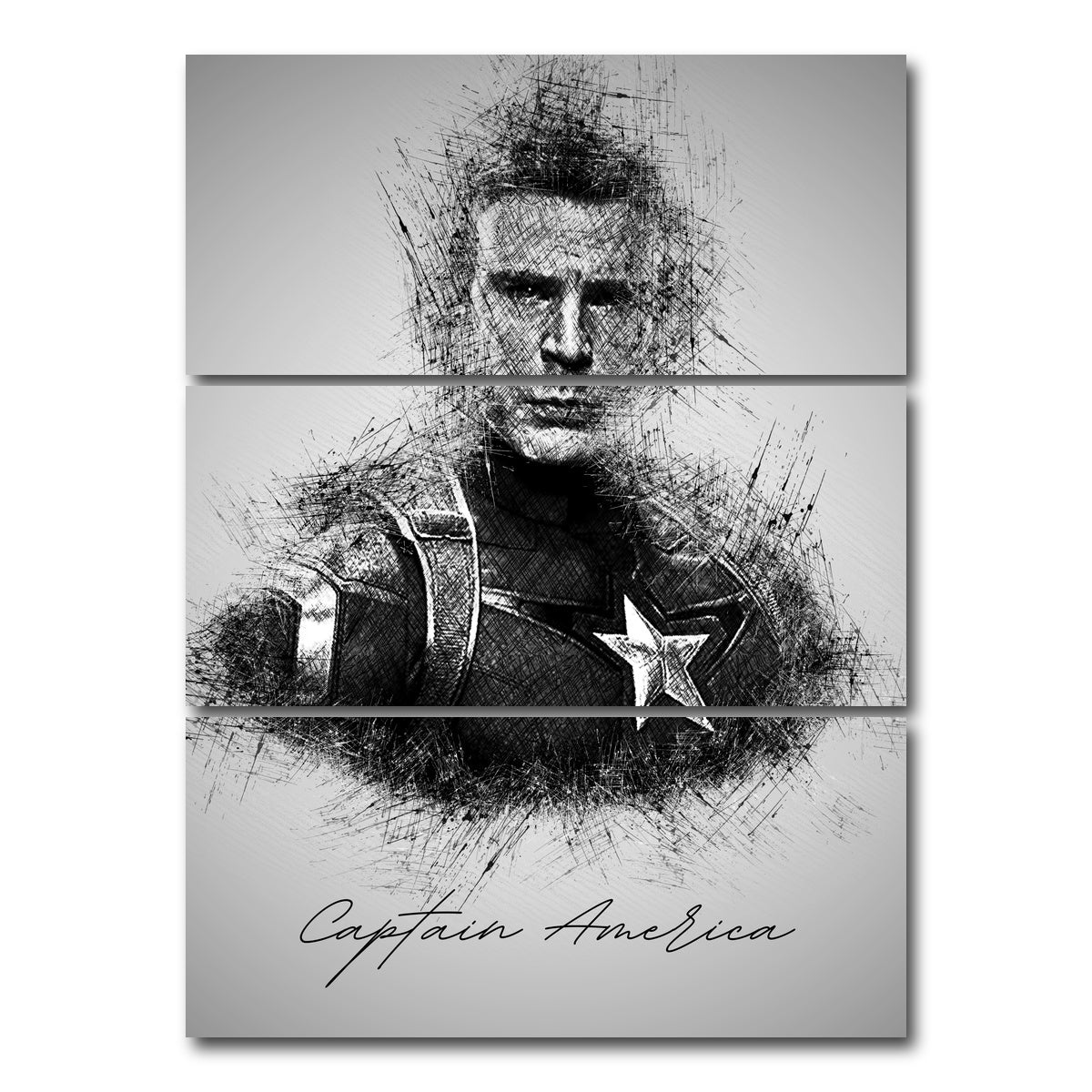 AUTO-MOCKUP WHITE | Captain America Evans | 3 Piece | Gallery Wrap Canvas | group=8x18_stacked