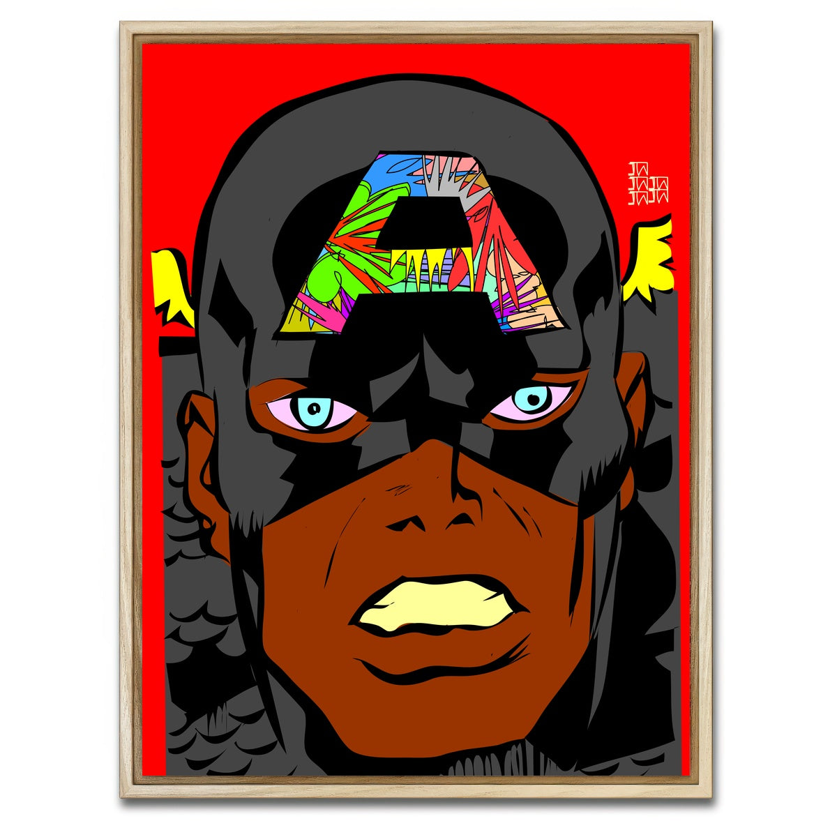 AUTO-MOCKUP WHITE | Captain America animation | 1 Piece | Natural Framed Canvas | group=3x4