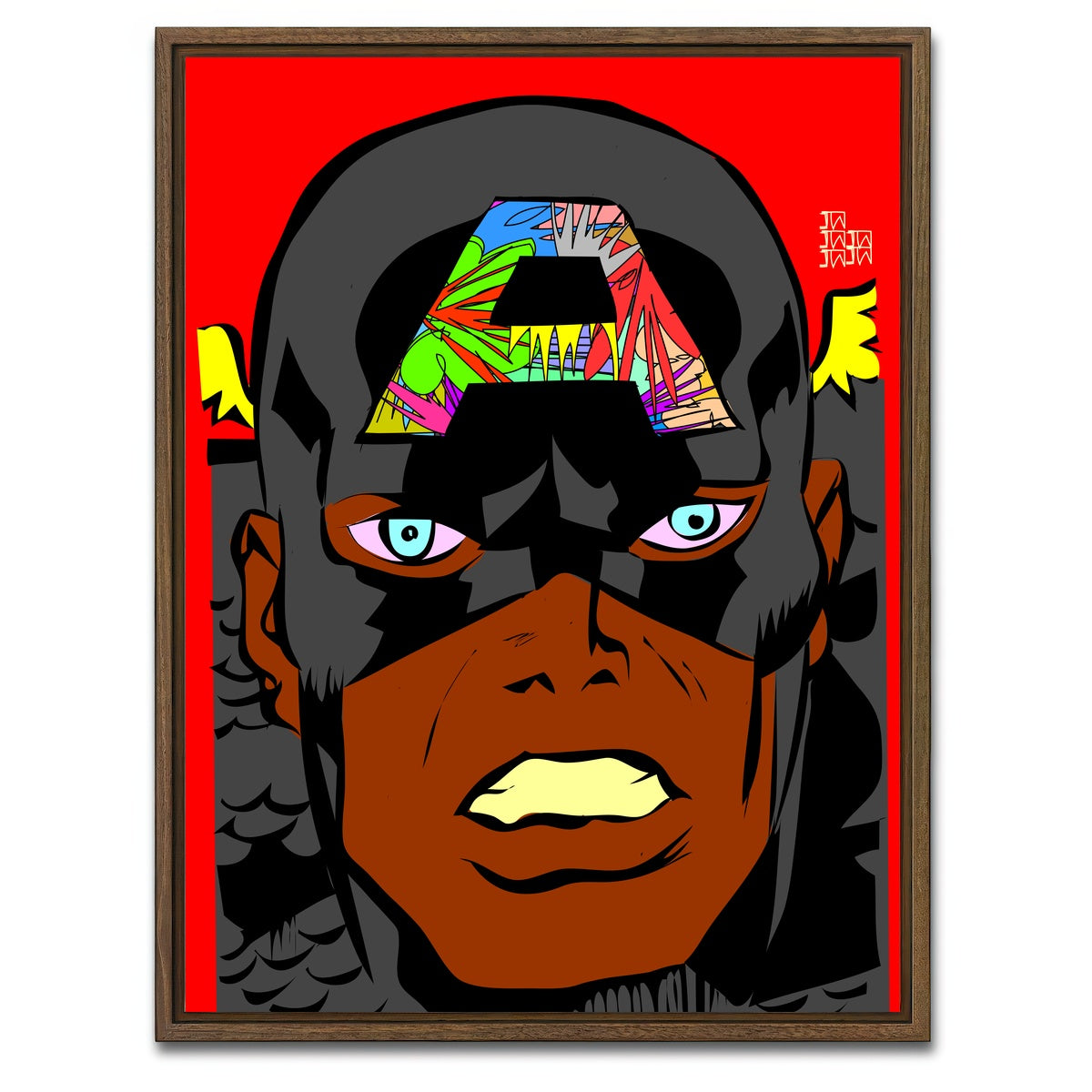 AUTO-MOCKUP WHITE | Captain America animation | 1 Piece | Walnut Framed Canvas | group=3x4