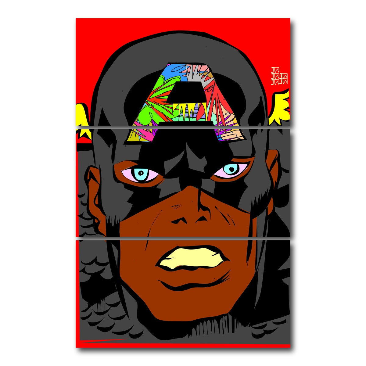 AUTO-MOCKUP WHITE | Captain America animation | 3 Piece | Gallery Wrap Canvas | group=12x24_stacked