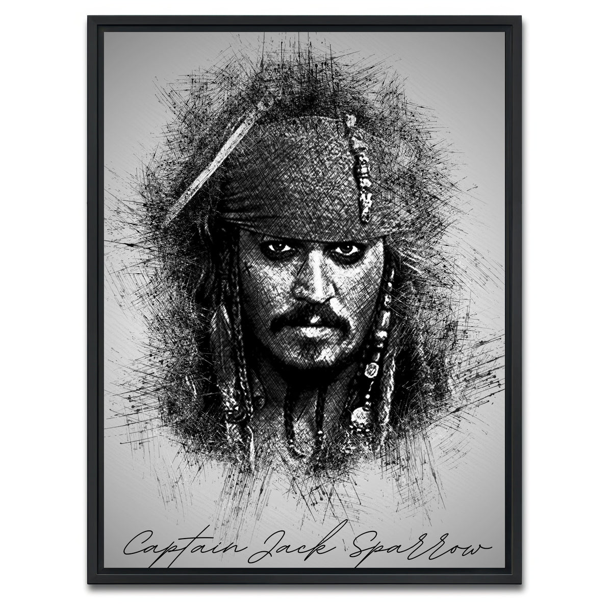 AUTO-MOCKUP WHITE | Captain Jack Sparrow | 1 Piece | Black Framed Canvas | group=3x4