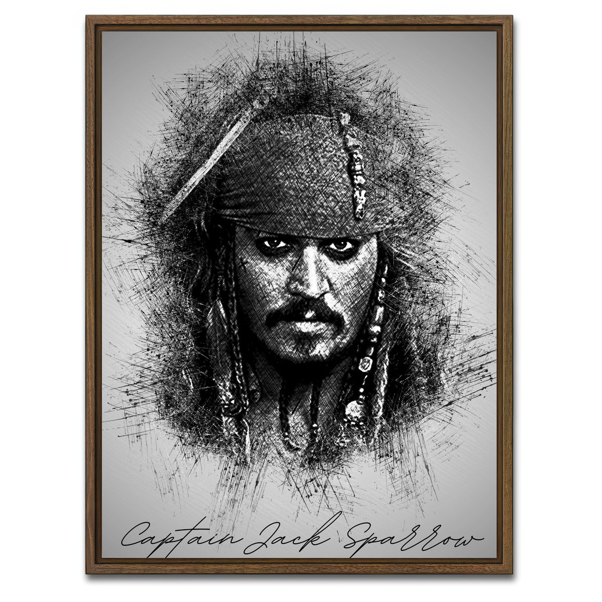 AUTO-MOCKUP WHITE | Captain Jack Sparrow | 1 Piece | Walnut Framed Canvas | group=3x4