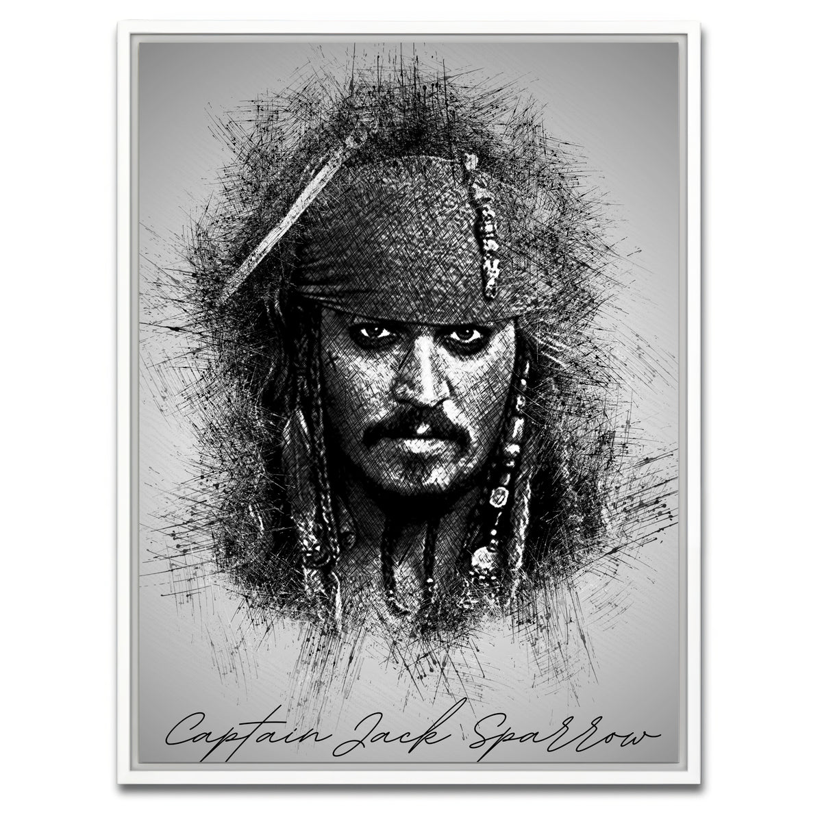 AUTO-MOCKUP WHITE | Captain Jack Sparrow | 1 Piece | White Framed Canvas | group=3x4