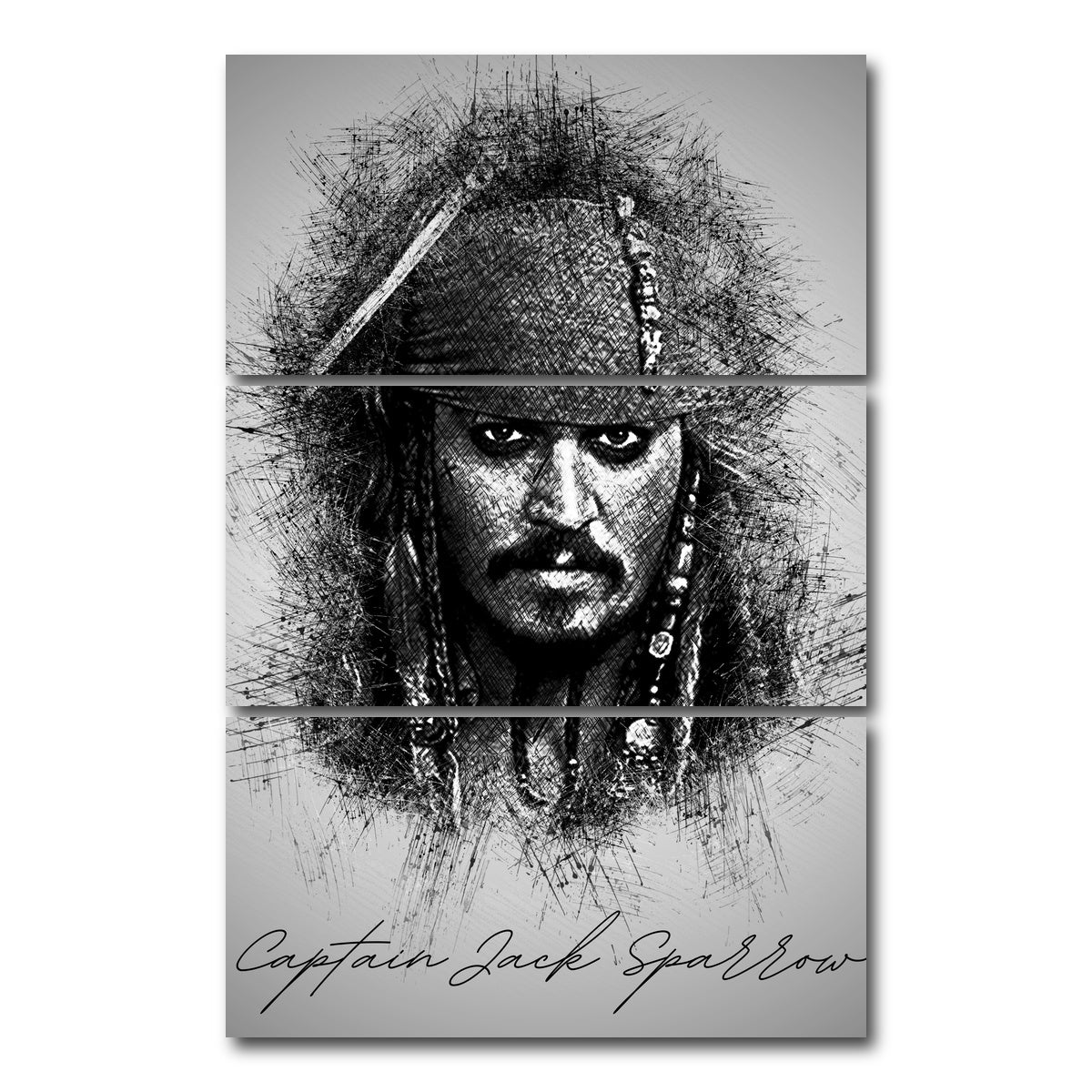 AUTO-MOCKUP WHITE | Captain Jack Sparrow | 3 Piece | Gallery Wrap Canvas | group=12x24_stacked